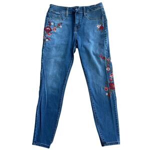 MOSSIMO Womens Denim High Rise Jegging Jeans size 6/28 Navy Blue Floral AJ09